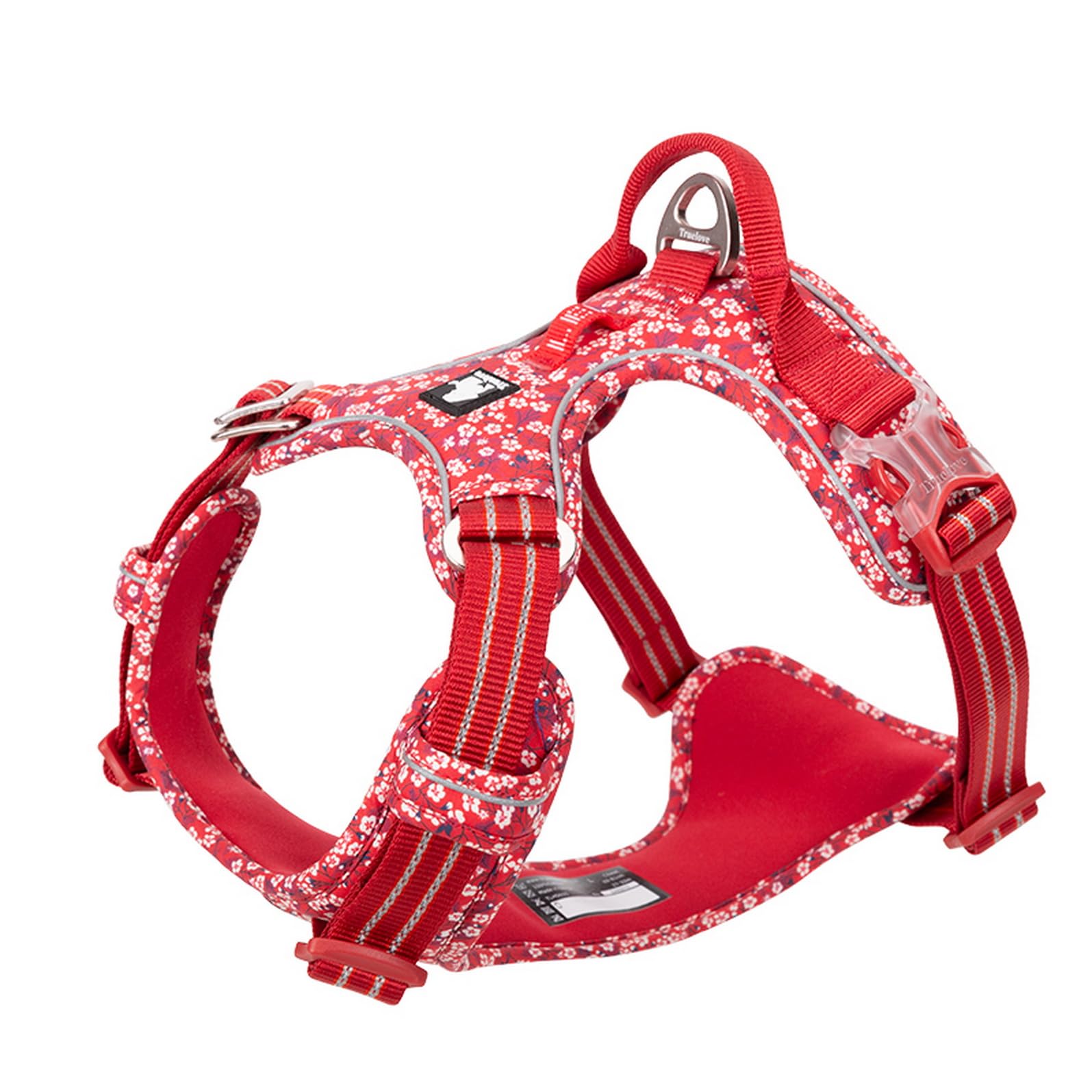 WINHYEPET True Love No-Pull Dog Harness, Cotton Fabric Breathable and Reflective Soft, Adjustbale for Running Walking, Suitable Small Medium Large Cats Dogs TLH5655(Poppy Red, S)