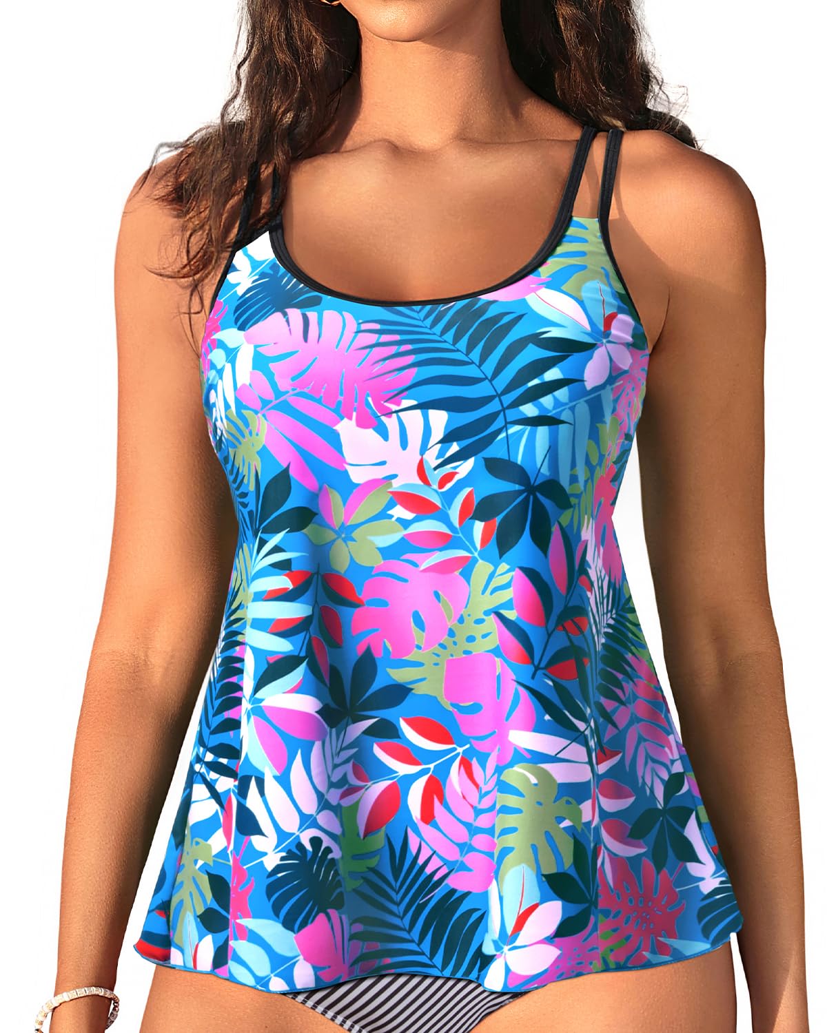 Womens Flowy Tankini Tops Only - Modest Bathing