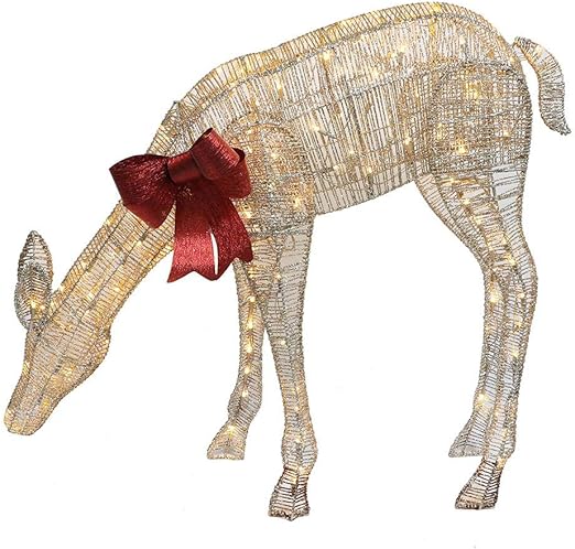 Amazon Com 40 5 Twinkling Led Lighted Feeding Reindeer Outdoor