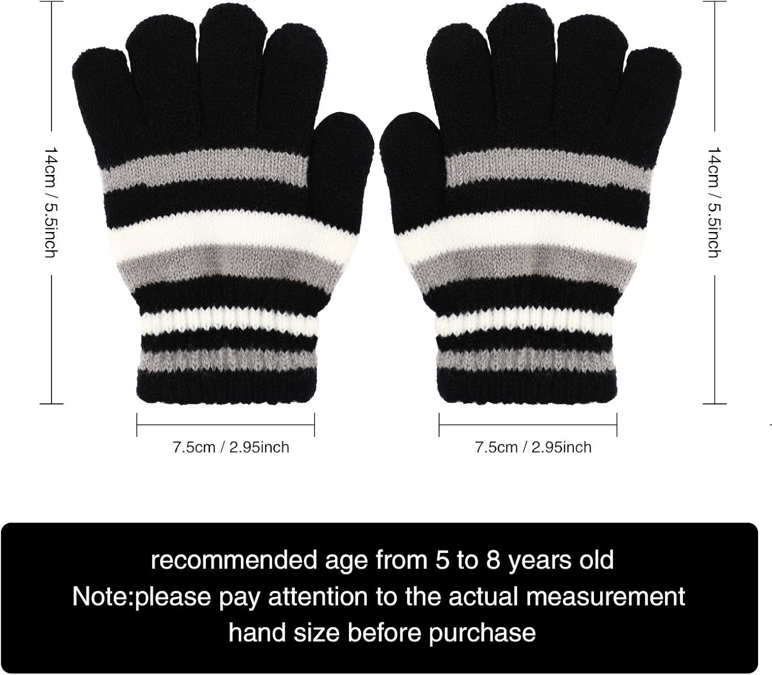 6 Pairs Kids Gloves Winter Warm Gloves Stretch Knit Mittens Children Protective Gloves (Black, Red, Gray): Clothing