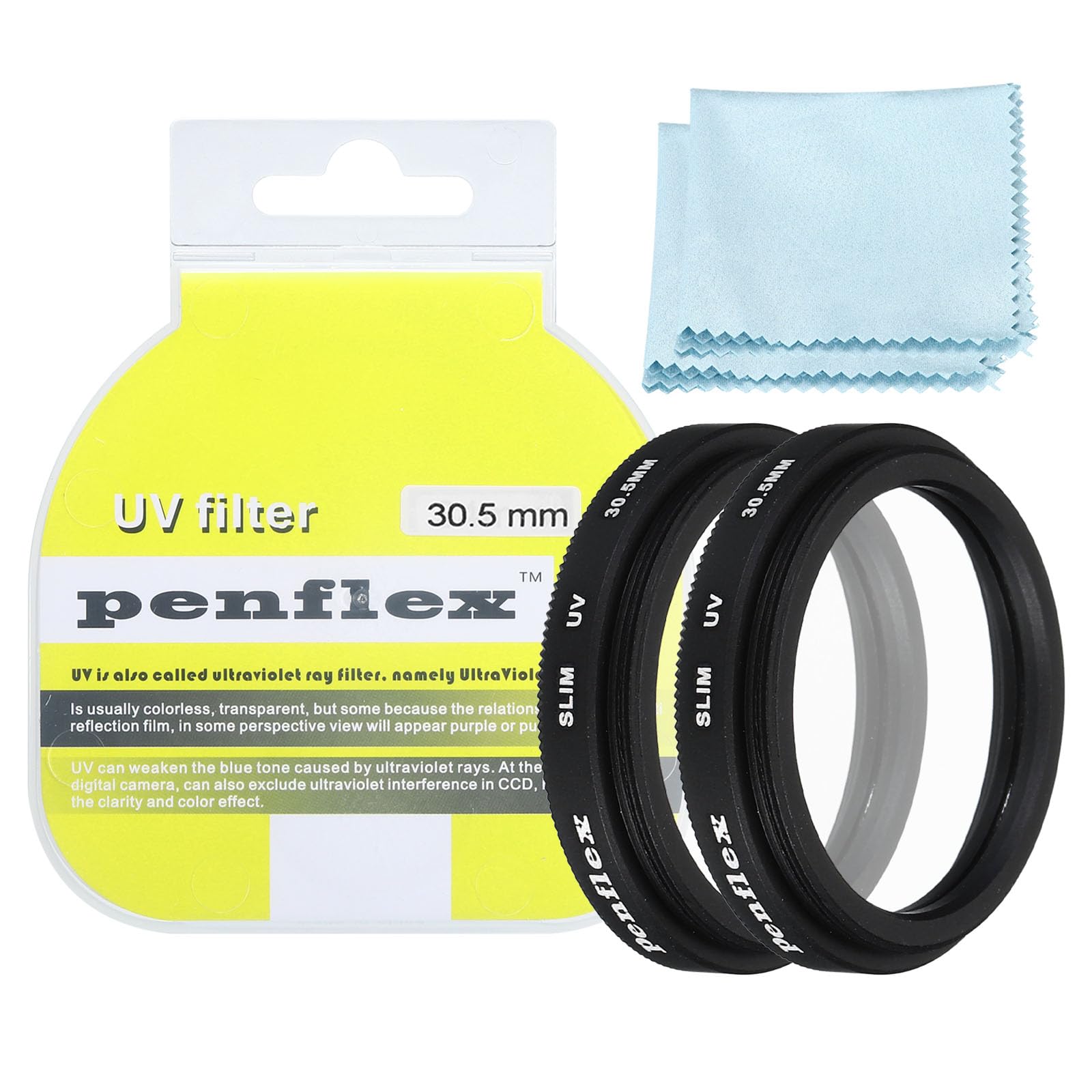 PATIKIL 30.5mm UV Filter, 2 PCS UV Protection Filter SLIM UV Camera Lens Filter Aluminum Optical Camera Accessory Crystal Clear Pics for Camera Lens Filter Photography Picture