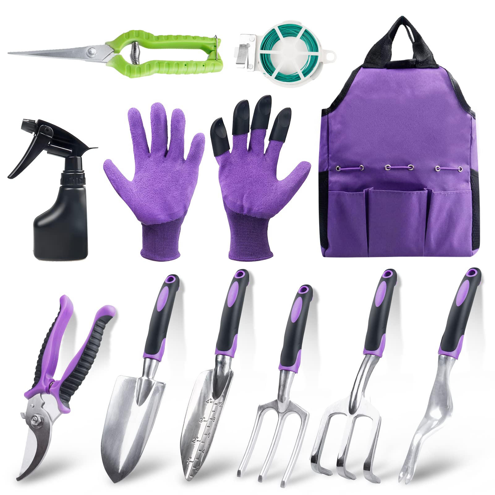 COVACURE 11 PCS Garden Tools, Gardening Gifts for Women & Men Heavy Duty Garden Tool Sets Garden Tools Bag for Women & Men Easy Storage