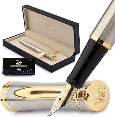 Wordsworth & Black Fountain Pen Set 18K Gilded Bent Nib Gift Box