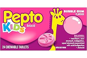 Pepto Bismol Kid's Chewable Tablets for Heartburn, Acid Indigestion, Sour Stomach, and Upset Stomach, Bubblegum Flavor, 24 ct