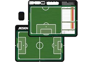 JIESENG Soccer Dry Erase Board for Coaches, Portable Coaching Board with Two-Sided Full and Half-Court, Soccer Handheld Coaching Board for Strategy Adjustments for Soccer Coaches