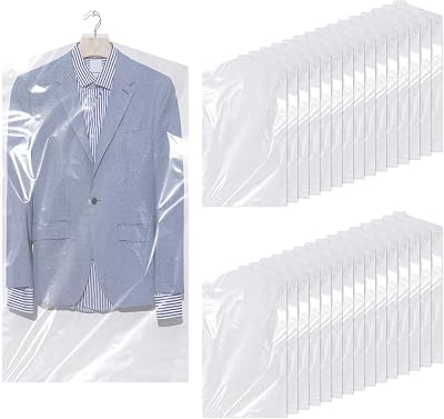 Hejo 30 Pack Plastic Clothes Covers 60x90cm Clear Garment Bags Dust-Proof