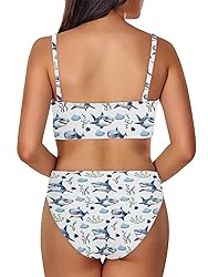 Howilath Women's Funny Sharks High Waisted Bikini