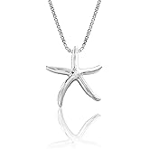 Honolulu Jewelry Company Sterling Silver Polished Starfish Ocean Sea Life Necklace Pendant with 18" Box Chain