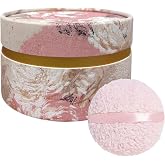 Qopoto Large 6'' Body Powder Puff with Storage Container (Charming Pink) | for Dusting, Bath, and Body Powder Applicator