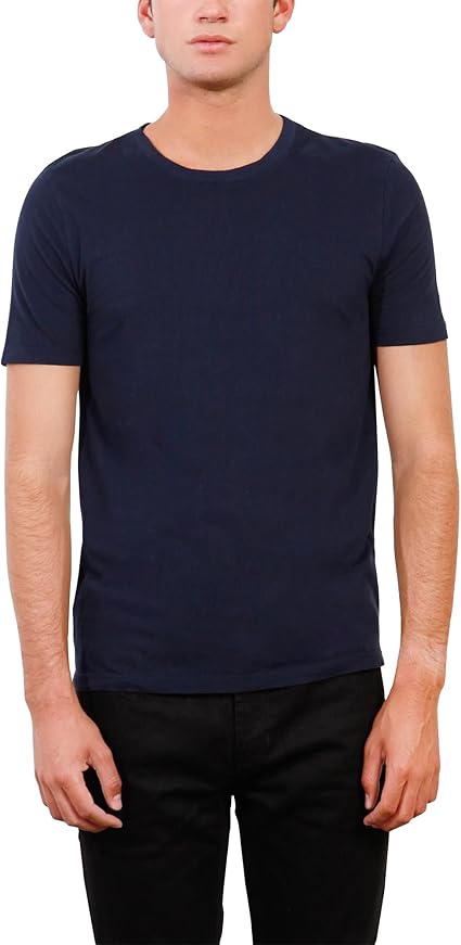 Amazon スリードッツ Three Dots メンズ クルーネック 半袖 Tシャツ Deep Ocean Mサイズ Bo1c645 Tシャツ カットソー 通販