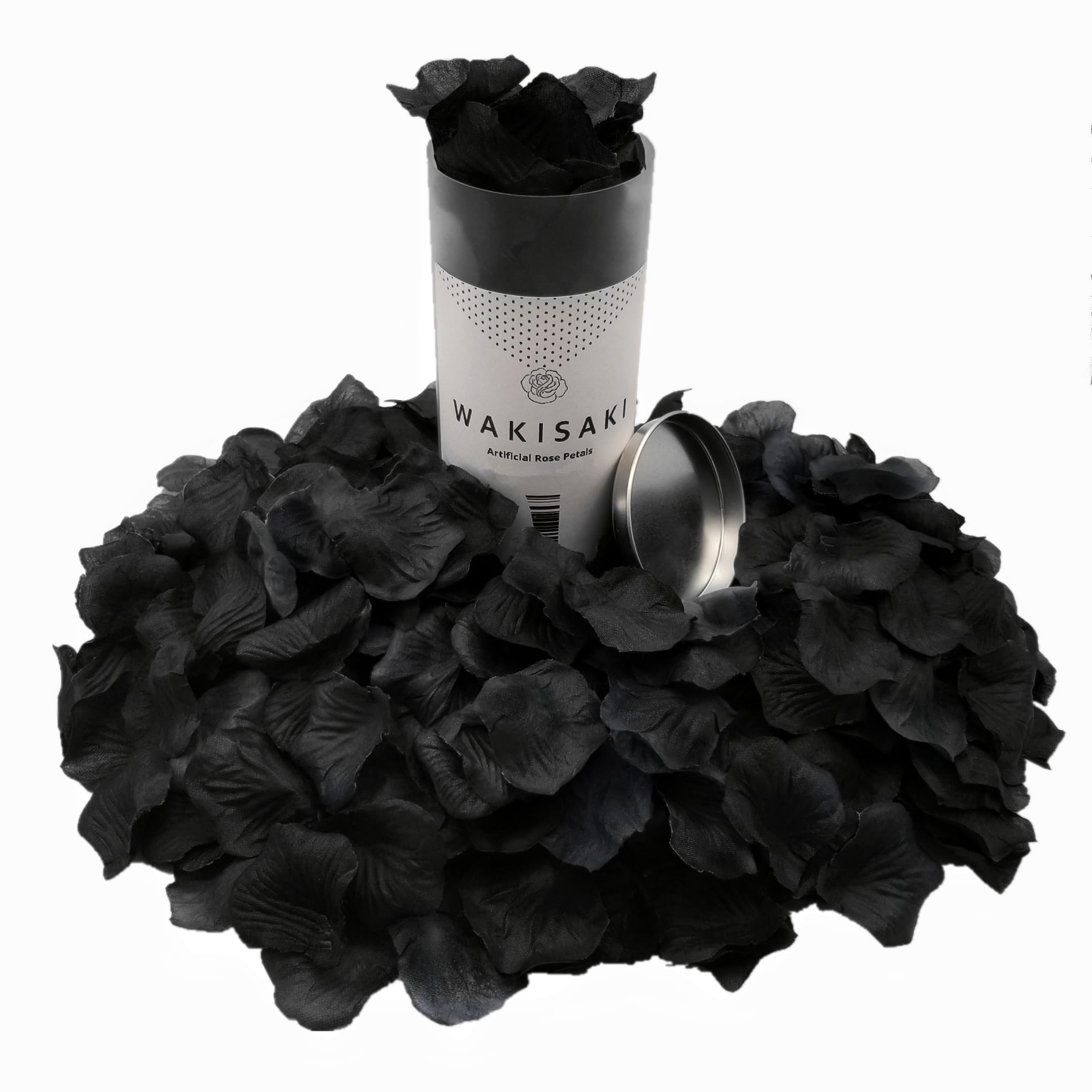 WAKISAKI Premium Artificial Fake Rose Petals, Hand-separated, Ready-to-use, Deodorized, for Romantic Night, Wedding, Event, Party, Decoration (1000 Count, Solemn Black)