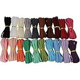 Faux Suede Leather Cord String for Jewerly Making 5mm 100 Yards Assorted Color Bracelet String Flat Thin Leather Lace Thread for Necklace-Chocker & DIY Projects