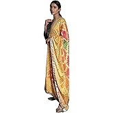Exotic India Phulkari Embroidered Dupatta from Punjab with Mirrors and Gota Patti Border - Art Silk
