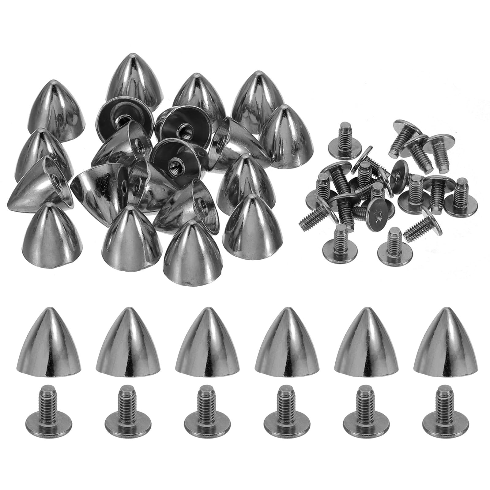 PATIKIL 12mm Studs for Clothing, 20 Sets Studs and Spikes Leather Rivets Cone Spikes Metal Screw Studs for Clothing Leather Crafts Fabric Shoes Punk Bag Leathercraft, 12x12mm, Black