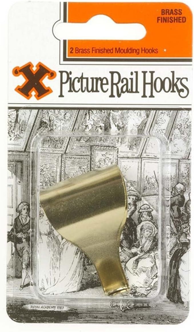 X Picture Rail Hooks Brass Plated 2 Pack Blister 12850, Silver