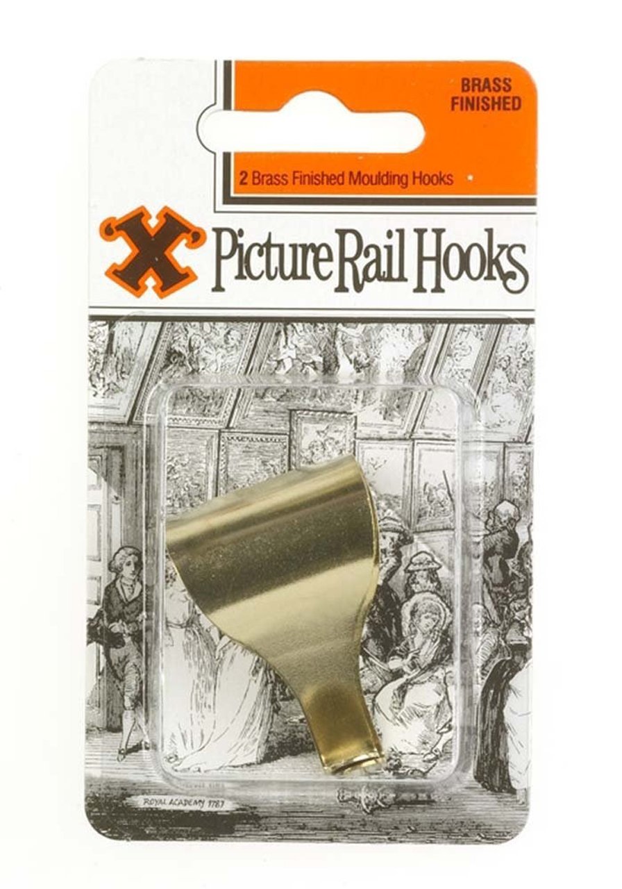 X Picture Rail Hooks Brass Plated 2 Pack Blister 12850