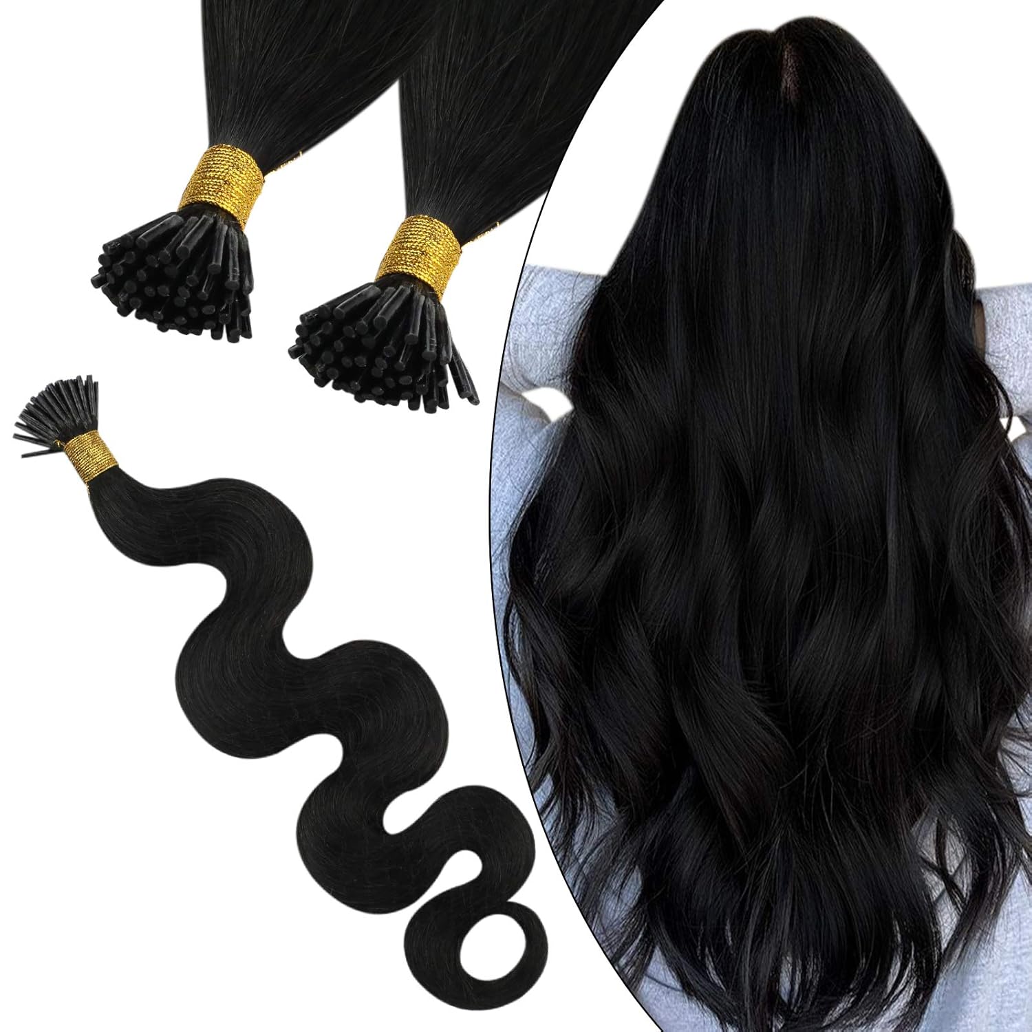 I Tip Real Human Hair Extensions 24inch Black Itip Extensio