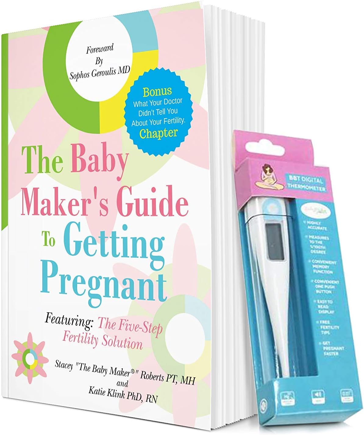 Baby Maker Products Basal Ovulation Thermometer and Baby Maker's Guide to Getting Pregnant Best Selling Book (Bundle) BBT Accurate 1/100th Degree Clinically Tested Five Step Fertility Solution