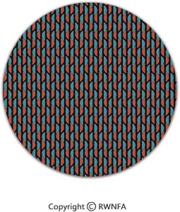 AngelSept Quality Well Woven Barclay Round Area Rugs,Half Circles in Vivid Tone Western Abstract Elements Vintage Design 3' Diameter Vermilion Blue Dark Blue,for Kids Room Bedroom Kitchen