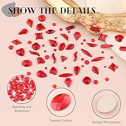 1680Pcs Red Glass Nail Rhinestones 180Pcs Multi