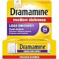 Dramamine Motion Sickness Less Drowsy, Travel Vial, Multicolor, 8 Count