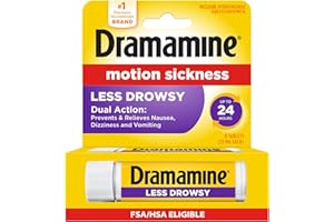 Dramamine Motion Sickness Less Drowsy, Travel Vial, Multicolor, 8 Count