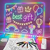Led Note Board with Colors,16''Drawing Tablet,6 Modes & 8 Colors Light Up Drawing Board,Kids Toy with 13 Light Effects,Birthday Holiday Day Gifts for Girls & Boys Age 3+,7 Markers & Tracing Book