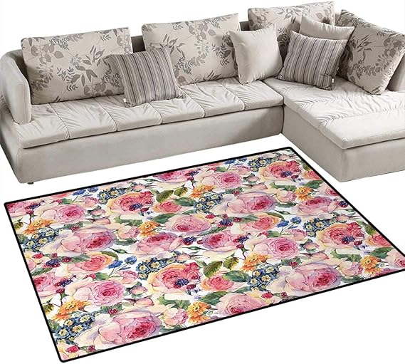 Alfombra de Estilo Shabby Chic, Alfombrilla de Suelo, Anclajes con