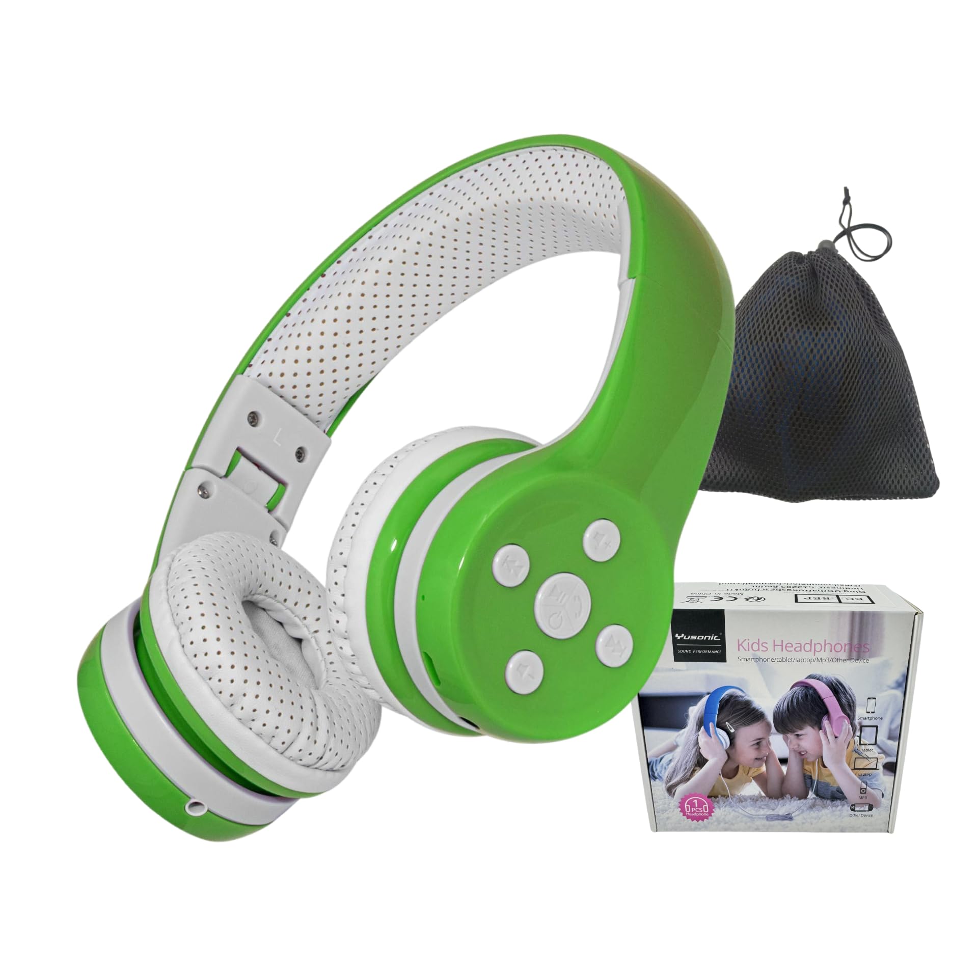 YUSONIC Wireless Headphones, Headphone bluetooth, foldable with Built-in Mic, Headphones for Kids toddler teenger adult Cell Phones TV Tablet School network Office uses (Green)
