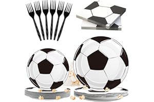 LJJ 96 Pcs Soccer Party Supplies Bundle Paper Plates Napkins Sports Sports Party Birthday Decorations Favors For Kids (Soccer)
