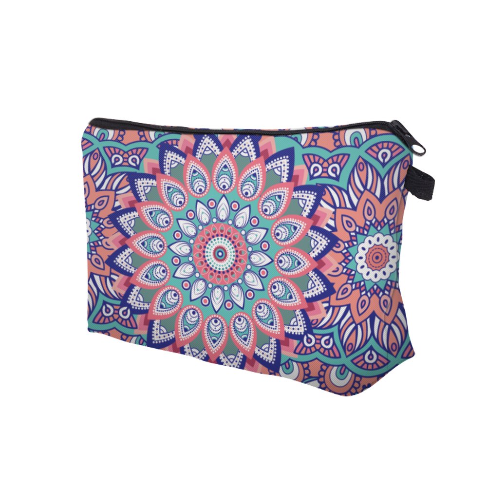 Roomy Cosmetic Bag, 3 piece Set Deanfun Waterproof Travel Toiletry Pouch Makeup with Zipper (Mandala Flowers) : Beauty