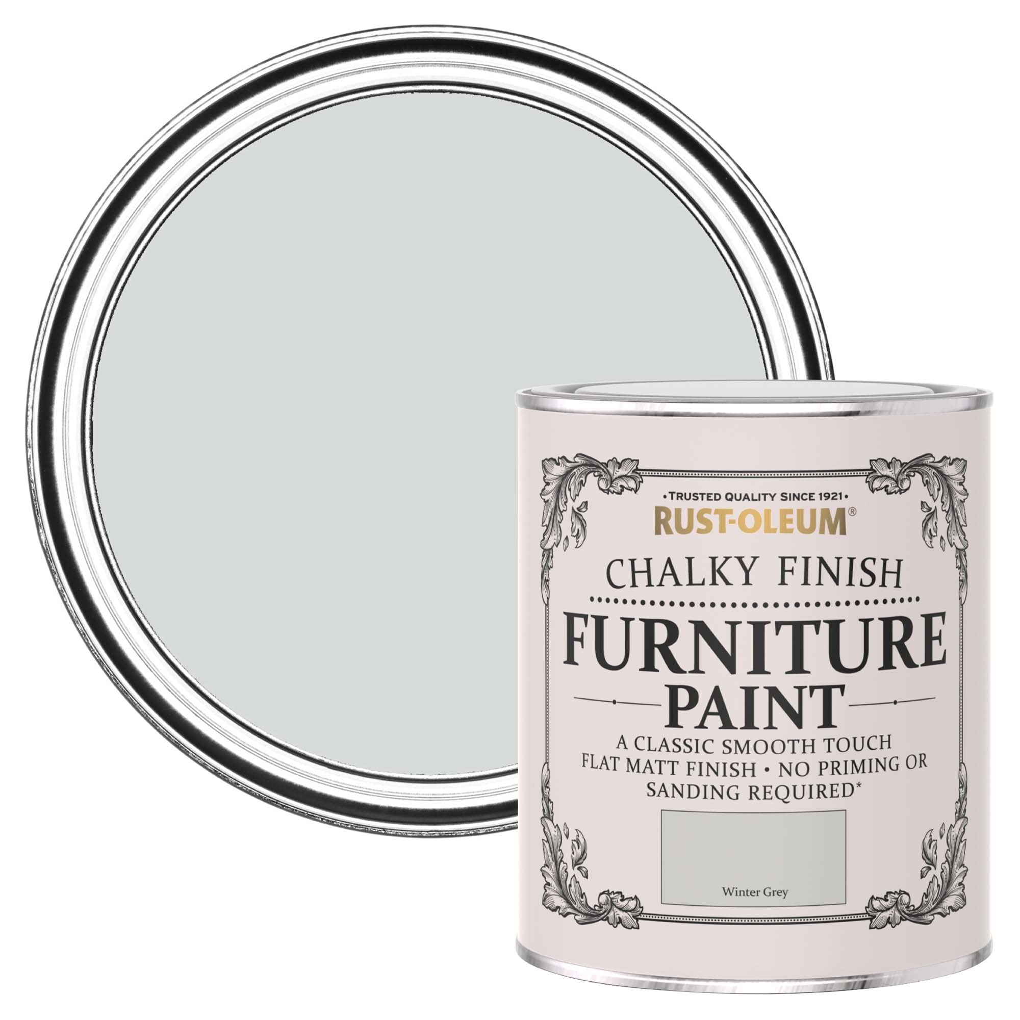 Rust-Oleum Grey Upcycled Furniture Paint in Chalky Finish - Winter Grey 750ml