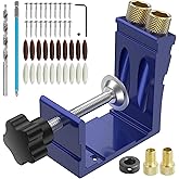 Abizarch 47Pcs Pocket Hole Jig Adjustable Punch Locator 15 Degree Angle Hole Drill Guide Kit High Precision Drill Punch Posit
