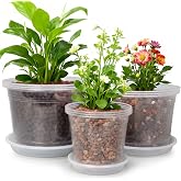 WTXHOP 6/8/10 Inch Large Size Clear Nursery Pots with Drainage and Saucers, 9 Pack Plastic Plant Pots for Seedling Starter, D