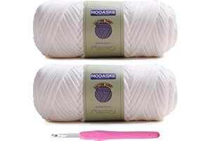 Mooaske 2 Pack T-Shirt Crochet Yarn for DIY Knitting Crochet Cloth Blanket Bag Dolls - 400g Chunky Thick Yarn for Crocheting with Polyester-Spandex Blend Elastic Fabric (White)