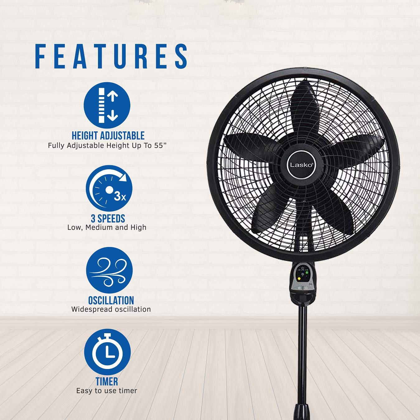 Lasko 1843 18 Remote Control Cyclone Pedestal Fan With Built In