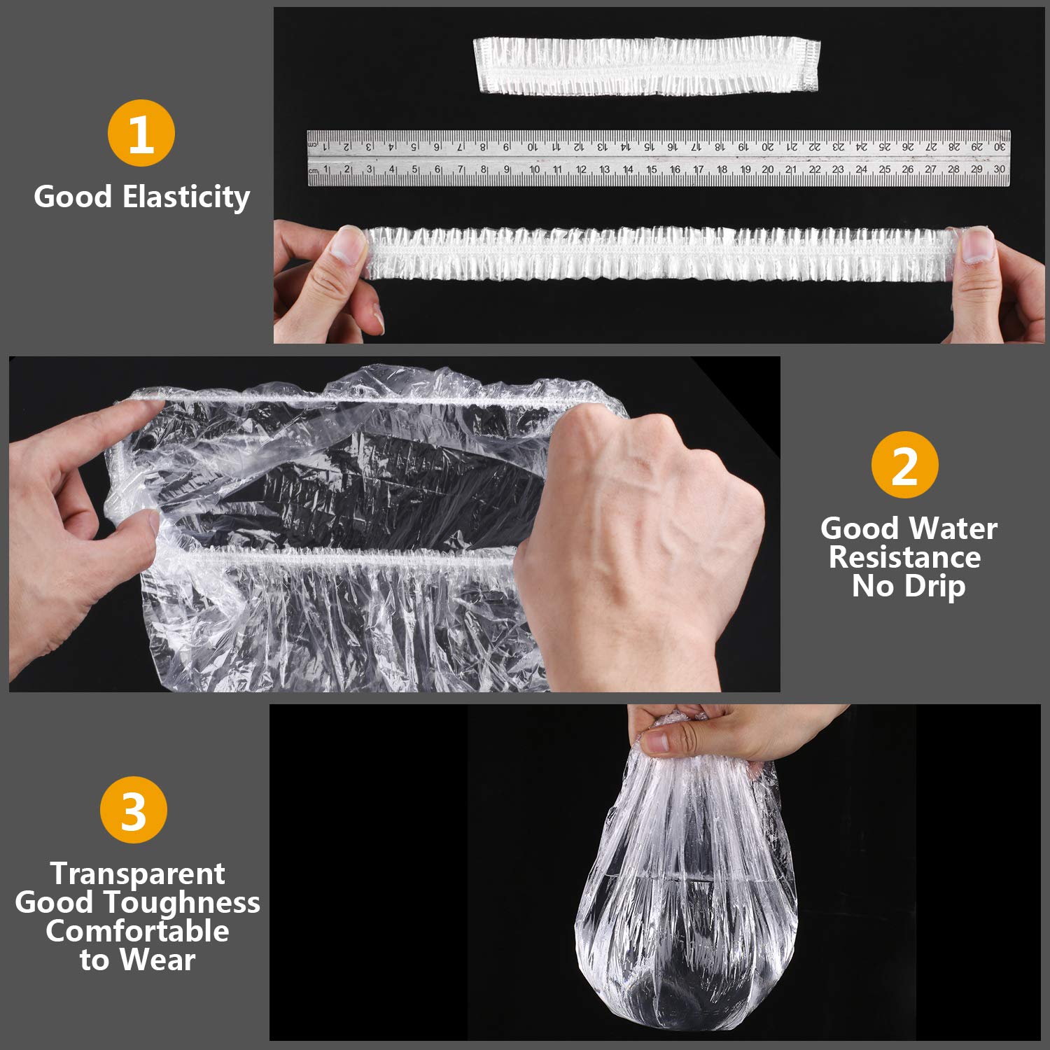 Vextronic Disposable Shower Caps 100PCS, Individually Wrapped Larger and Thicker Shower Cap Plastic Waterproof Shower Cap for Women Men, Spa, Home Use, Hotel and Hair Salon, Portable Travel : Beauty