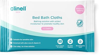 Carell Clinell Skin Bed Bath Wipes Aloe Vera Alcohol Free 8 Wipes