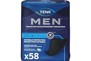 TENA Men Light Incontinence Protective Shield for Men, Bladder Control, Discrete, Light Absorbency, 58 Count