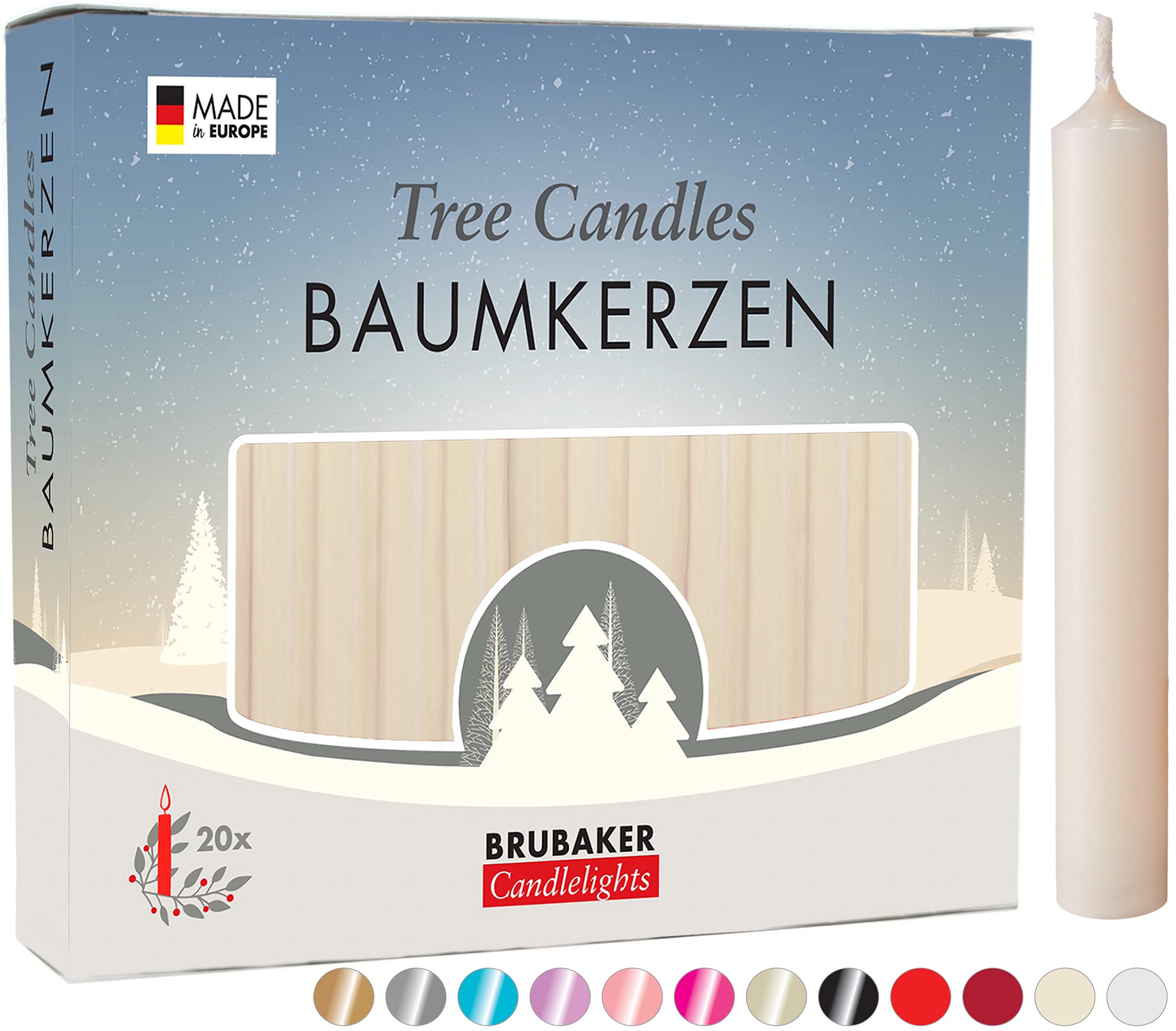 BRUBAKER 20 Pack Tree Candles - Pyramid & Christmas Tree Candles - Champagne Scent