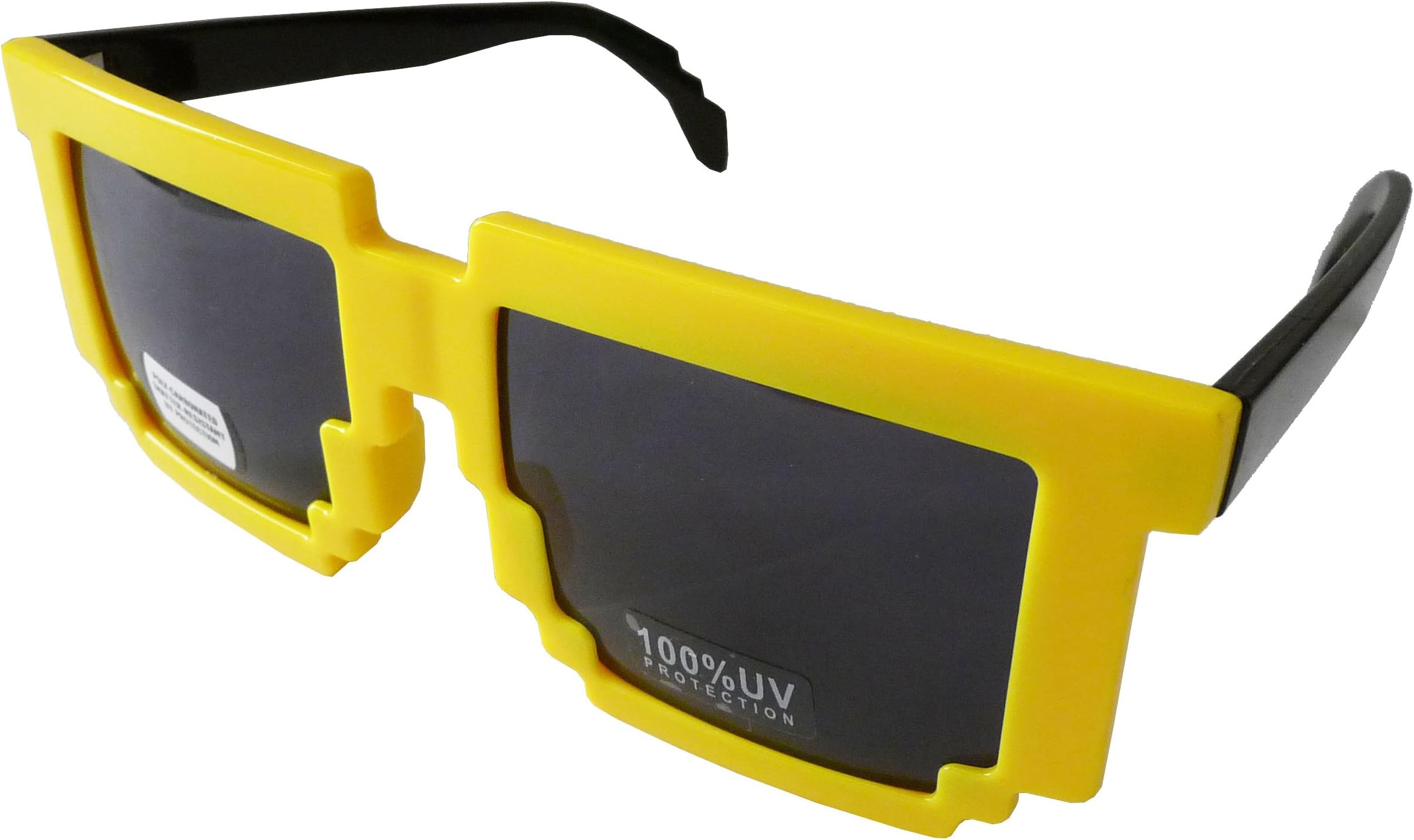 HB Pixelated Wayfarers Designer Inspired Sunglasses Poly-Carbonated Shatter Resistant 100% UV Protection - Yellow/Black