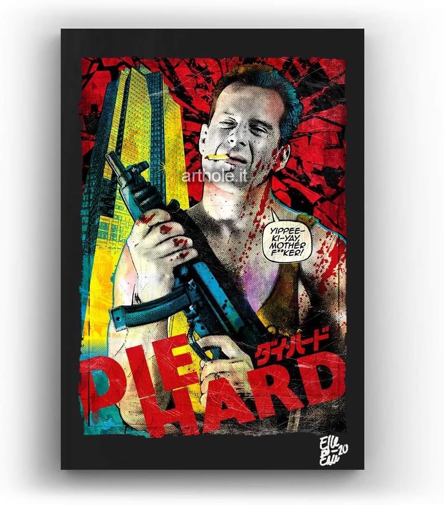 John McClane from Die Hard Movie - Pop-Art Original Framed Fine Art Painting, Image on Canvas, Artwork, Movie Poster, Cult
