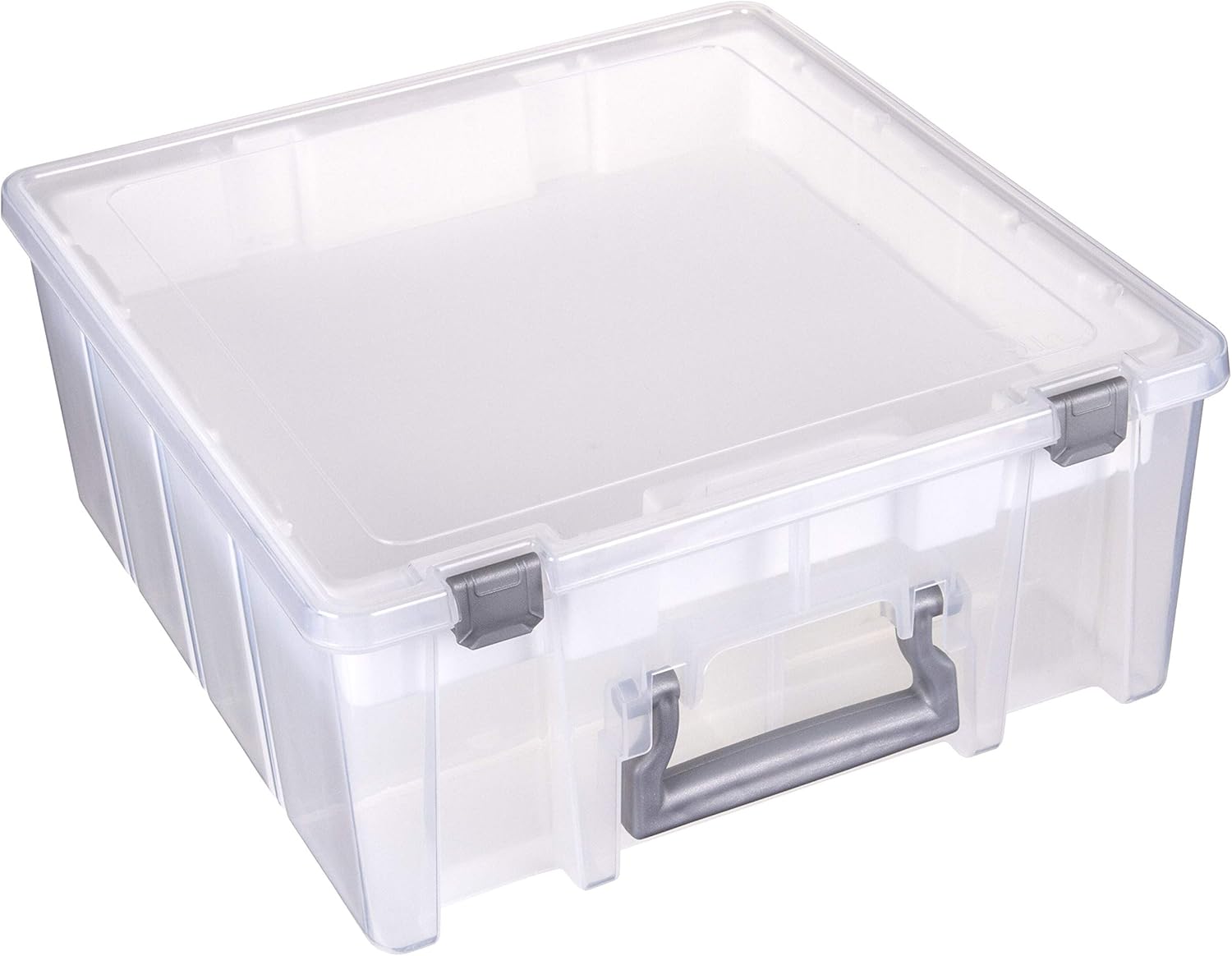 AB Designs 6899ABD Super Satchel Double Deep with Lift-Out Tray and Removable Dividers, Stackable Home Storage Organization Container, Clear with Sliver Latches and Handle: Home & Kitchen