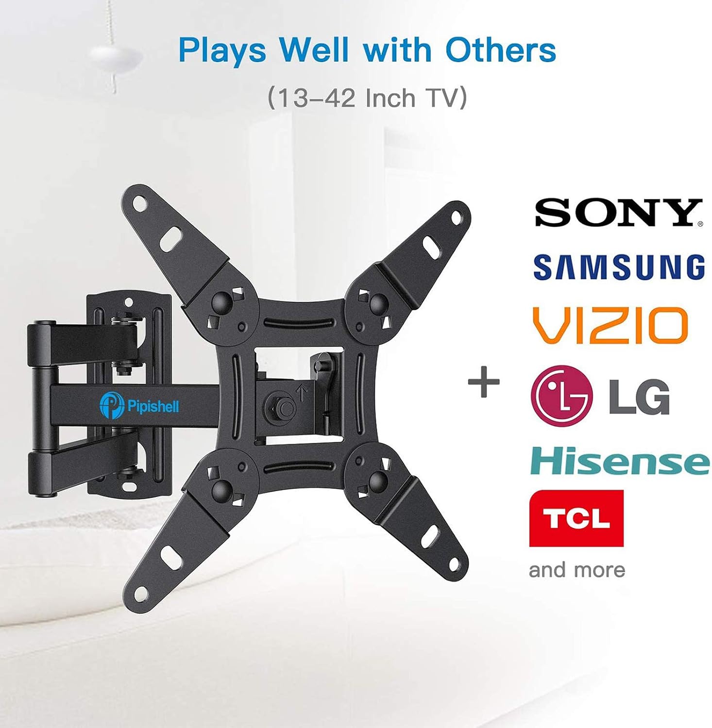 Full Motion TV Monitor Wall Mount Bracket Articulating Arms Swivels Tilts Extension Rotation for Most 13-42 Inch LED LCD Flat Curved Screen TVs & Monitors, Max VESA 200x200mm up to 44lbs by Pipishell: Home Audio & Theater