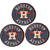 Yerchic Astros Patch Iron On Sew On Embroidered Circle Patches for Jacket Shirts Jeans Backpack Sewing Decorating DIY Craft 3IN