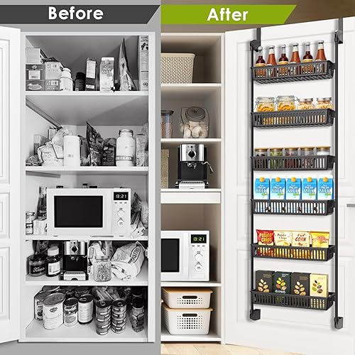Pantry Door Organizer, 6-Tier Over the Door Pantry Organizer Rack