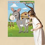 FEPITO Pin the Tail on the Donkey Party Game 24 Tails Kids Birthday Decor view 4