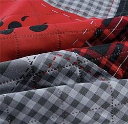 Junsey Rustic Bear Quilts Set Full/Queen Size, Red