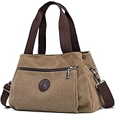 DOURR Hobo Handbags Canvas Crossbody Bags for Women, Multi Compartment Tote Purse Medium Satchel