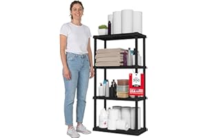IRIS Storage Shelves, 4-Tier Plastic Shelving Unit, Medium Storage Shelf Organizer for Garage, Laundry, Bathroom & Home, 200 